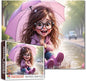 Tucocoo Adorable Cartoon Girl Puzzles for Adults 1000 Piece, Umbrella Little Girl Art Jigsaw, Rainy Day Scene Puzzle, Fun and Challenging Puzzle Gift for Adults and Teens, Family Games Home Decor