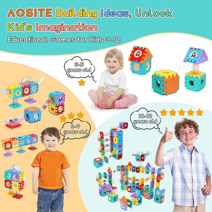 STEM Building Learning Toy, AOSITE 234PCS Marbles Run Kid Gift, Educational Race Track Construction Building Block for 5 6 7 8 9 10 11 12Years, Creative Marble Run Games Boy Girl Birthday Xmas Present