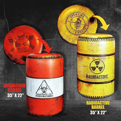 Barrels Inflatables Set, Combat Battlefield Compatible with Nerf, Laser tag, Water Gun, Dart Gun, Perfect for Boys and Girls Birthday Activities, Suitable fot Kids and Adults
