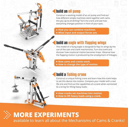 Engino- STEM Toys, Mechanics Cams & Cranks, Engineering Kit for Kids 9+, Learning & Education Set, Gifts for Boys & Girls, STEM Building Toys (8 Model Options)