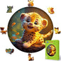 Christmas Birthday Gifts for Kids Girls Boys, Wooden Jigsaw Puzzles for Kids Ages 4-6, 50 Piece Unique Shape Animal Theme Puzzle - Preschool Learning Educational Toys for Kid 3+ (Leopard)