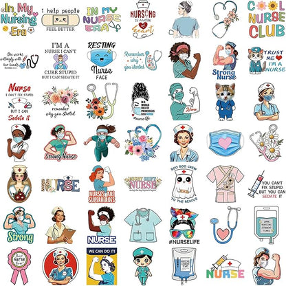 Nurse Stickers 100Pcs, Vinyl Waterproof Funny Nurse Decals for Decals Laptop Notebook Water Bottles Nurses Week Appreciation Gifts Bulk Nursing School White Angels Accessories