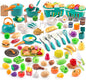 200Pcs Mini Play Kitchen Accessories for Kids, Pretend Cooking Playset with Cookware, Tableware & 2 Fruit Sets, Learning Gift for Girls, Boys, Toddlers, Green