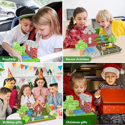Magnetic Building Blocks for Kids Ages 4-8, Magnetic Cubes, Magnet STEM Sensory Toys-Tiles Road Track, Magnet World Build Set, Christmas Birthday Gifts Toy for Girls & Boys 3+ Ages