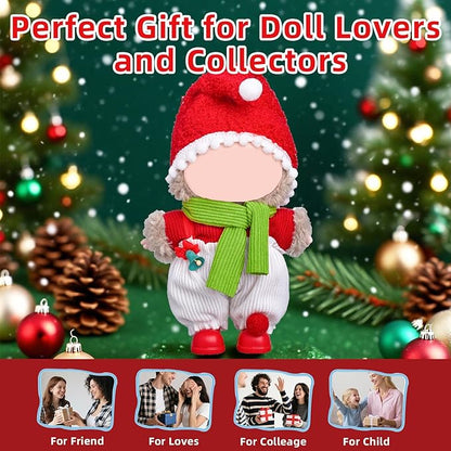 17cm Doll Clothes Set-Adorable Outfits for Dolls-Stylish Accessaries Christmas Clothing Dress-Up-Replaceable Collections, Includes—Christmas Hat+Top+Scarf +Jumpsuit+Shoes (Style H)