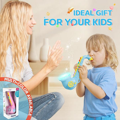 Contixo KT1 Toy Saxophone, Blue Digital Saxaboom, Trumpet, Clarinet with Light & Sound, Early Education Musical Instrument Gift for Toddlers Kids Girls Boys