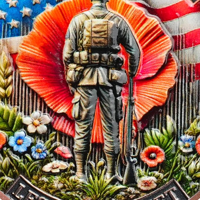 AtSKnSK Memorial Tribute Challenge Coin Some Gave All Lest We Forget Thank You for Your Service Military Coin (Poppy Military Boots, 1)