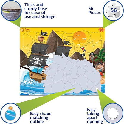 Just Smarty Jigsaw Puzzle Pirate 56 Pieces for Kids Ages 4, 5, 6 Year Old with Fun Shapes and Tray. Fun Learning Educational Toy for Boys Girls in Pre-K, Kindergarten, First Grade