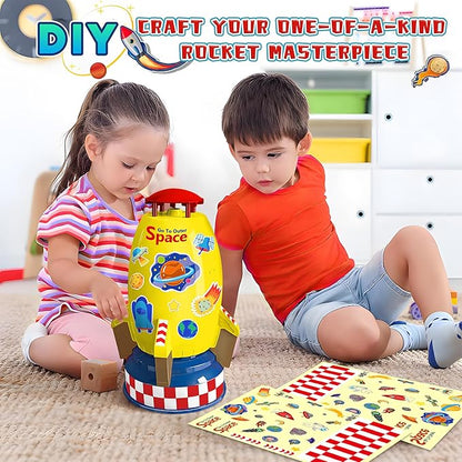 Water Rocket Sprinkler for Kids, Outdoor Sprinkler Rocket Launcher Toy for Backyard, Summer Water Toys for Kids Ages 3-12, Fun Water Powered Rocket Toy (Yellow-2)