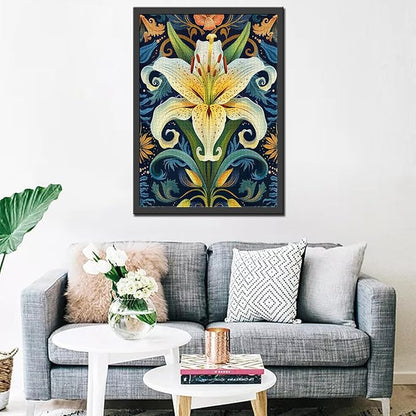 White Lily Flower Jigsaw Puzzle 1000 Pieces Puzzles for Adults,Green Plant Jigsaw Puzzles for Challenging Family Activity Games Colorful Russian Palekh Puzzle for Home Decor Gifts - 20 x 27 Inch