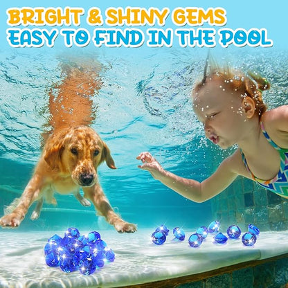 Zomiboo 16 Pcs Acrylic Diamond Large Gems Pirate Round Treasure Toy Gems Treasure Round Gemstones Acrylic Diamond Shaped Gemstones for Home Table Vase Fillers Party Decor (Blue)
