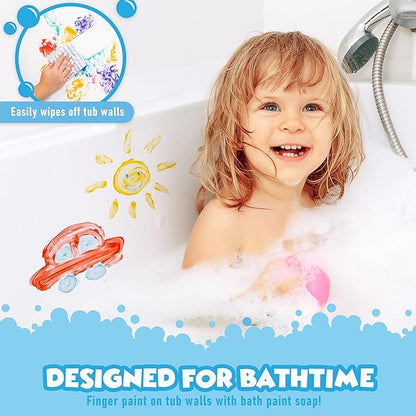Tub Works® My Colorful Bath™ Kids Bath Set | Nontoxic | Fizzy Bath Color Tablets (150 Count), Smooth™ Bath Crayons (12 Pack) & Bath Paint Soap (6 Pack) | Creative Bath Toys for Toddlers & Kids