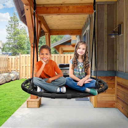 Sorbus Saucer Tree Swing -Kids Outdoor Disc Round Swing - 40" Heavy Duty 220lbs Seat- Easy Install Flying Saucer Web CircleSwing- Perfect for Gift,Playground, Birthday, Xmas, Indoor Outdoor TireSwing