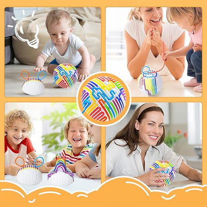 Sensory Activity Board Fidget Toy - Sensory Activity Ball Autism ADHD Toys for Kids - Anxiety Relief, Enhances Focus, Occupational Therapy, Quiet Toys with 16 Silicone Strips (Color Box Packing)