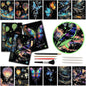 Glow in The Dark Scratch Art Paper，Engraved Landscape Scratch Painting Rainbow Board (12 Sheets A4) Adults, Fun Sketch Card Creative Craft Toy (Animals/Landscapes) by Iskueal.