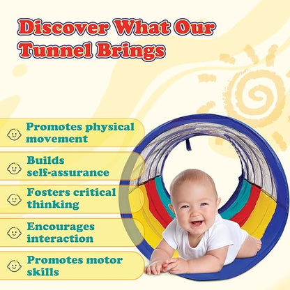 Kiddey Play Tunnel for Kids | Crawl Tunnels with See Through Sides | Outdoor & Indoor Multicolored Tent for Dogs, Toddlers, and Babies | Pop Up Baby Crawling Backyard Tunnel | Balls NOT Included