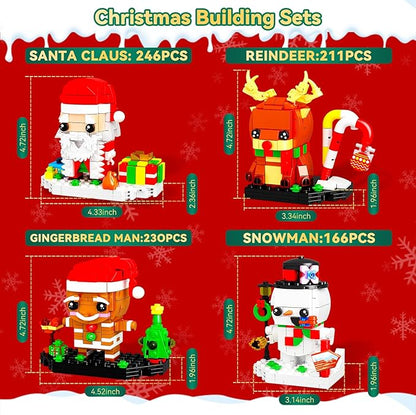Eelexa Christmas Building Toys Set Includes Santa Claus, Snowman, Reindeer, Gingerbread, Christmas Building Blocks for Kids, Boys and Girls, Ages 6+ (853 Pcs)