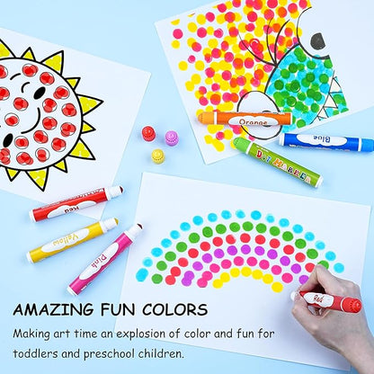 Dot Markers, 10 Colors Washable Dot Paint Markers for Toddlers Kids Preschool, Bingo Daubers Supplies, Painting Art and Crafts Kits Coloring Set, for Class Valentine Gift Art Party