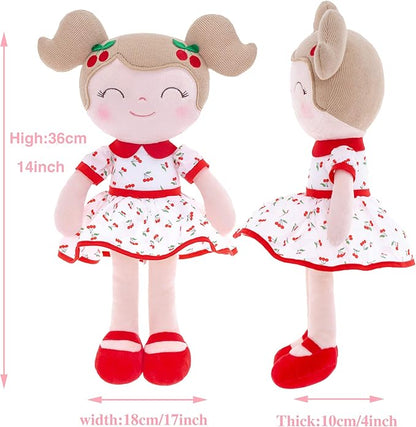 Gloveleya Baby Doll Girl Gifts Plush Toys Soft Dolls Baby Gifts Cherry Girl Red 14 Inches with Gift Box New…