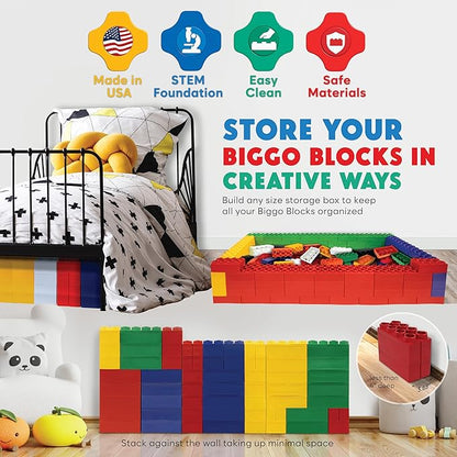 BiggoBlocks Large Building Blocks for Kids Ages 3-8 – 288 Piece Mega Set – Indoor & Outdoor STEM Toy for Boys & Girls