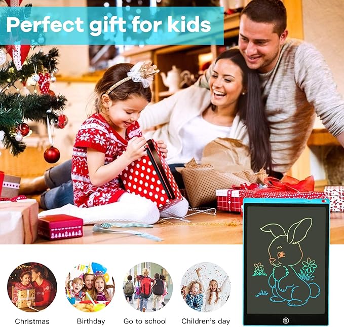 2 Pack LCD Writing Tablet, 12 inch Colorful Toddler Drawing Pad Doodle Board, Erasable Educational Toy Christmas Birthday Gift for 3 4 5 6 7 Year Old