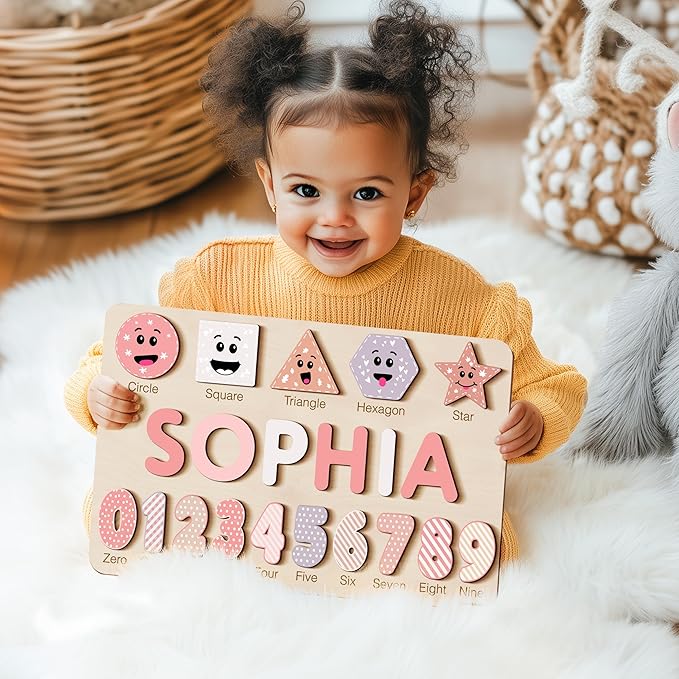 Personalized Name Puzzle for Babies and Kids - Zuzu Puzzle Wooden Toy, Educational Toddler Gift, Baby Shower or Newborn Gift (0-36 Months)-TSCA,CPC Certified
