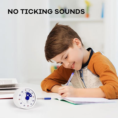 TWENTY5 SEVEN Countdown Timer 3 inch, Silent 60 Minute 1 Hour Visual Timer with Pause, Magnetic Classroom Teaching Tool Office Meeting, Countdown Clock for Kids Time Management, Red White and Blue