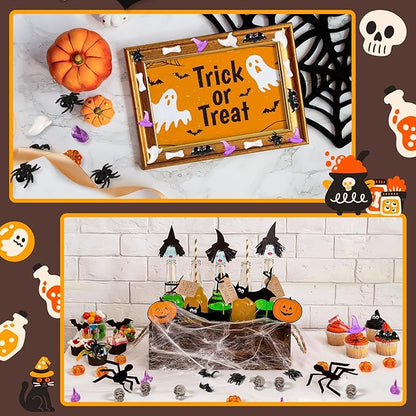 Halloween Acrylic Vase Filler, 240pcs Acrylic Pumpkin Ghost Bat Skull Head Witch Hats Gems Sensory Bin Table Scatter Vase Filler for Autumn DIY Crafts Home Centerpieces Table Decorations