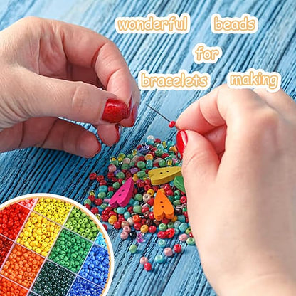 Glass Seed Beads for Bracelet Making Kit, 24 Colors 6/0 4mm Small Beads Multicolor Beading Beads with Container Box for Jewelry Making - Approx 6000pcs