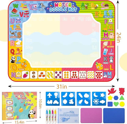 Water Doodle Mat 32 x 24 Inches Kids Water Painting Doodle Drawing Mat Toy Writing Free Coloring Extra Large Magic Educational Toys for Boys Girls Age 3 4 5 6 7 8 Year Old Christmas Birthday Present