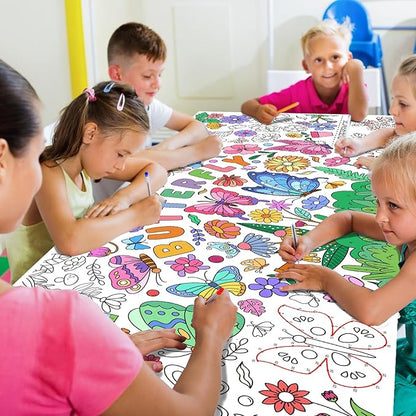 Butterfly Birthday Party Giant Coloring Poster - 31.5X 72 Inches - Versatile Classroom Wall Décor & Butterfly Birthday Decorations-Poster or Table Cover for School Parties and Special Events