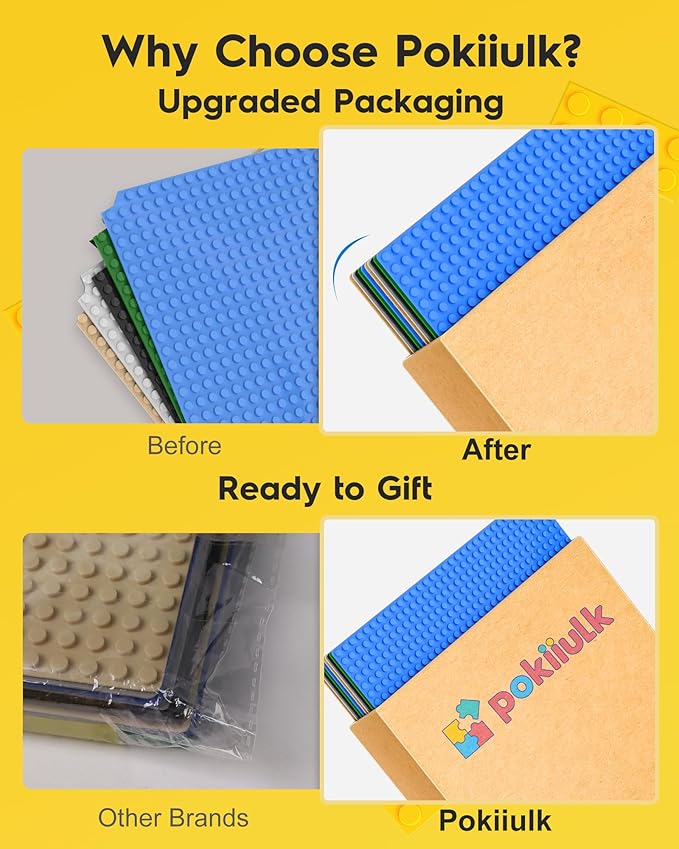 Classic Baseplates Building Plates-Pack of 10 Large 10" x 10" Building Bricks, Compatible with All Major Brands and Activity Table, Perfect STEM Gift for Builders Age 3+ (Multicolored)