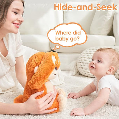iPlay, iLearn Baby Monkey Stuffed Animal, 12" Infant Soft Hide Seek Soft Plush Toy, Newborn Babies First Birthday Gift, Cute Easter Basket for 0 3 6 9 12 Month, 1 2 3 Year Old Toddlers Girl Boy Kid
