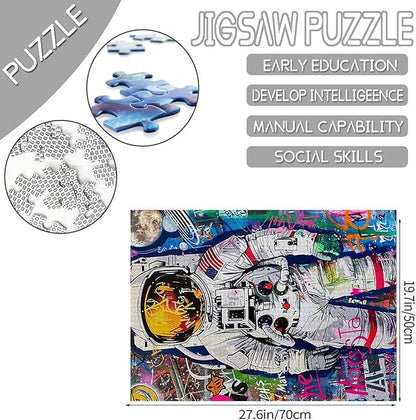 Tucocoo Graffiti Astronaut Jigsaw Puzzles for Adults 1000 Pieces, Space Abstract Art Jigsaw Puzzle 20x27 Inch Colorful DIY Handwork Puzzles for Home Decoration, Family Puzzle Perfect for Game Nights
