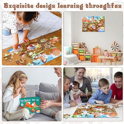 Jumbo Floor Puzzle for Kids,Large Jigsaw Puzzles 24 Piece for Kids Ages 3-5 (Fox Secret)