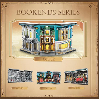 Reobrix Book Nook Building with Light, Streetscape BookNook Building Kit 66032 for Bookshelf&Home Decor, 2899 PCS Bookend Model Toy, Gift for Kids Adults Boys Girls Age 14+
