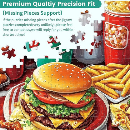300 Pieces Hamburger Puzzles for Adults, Youths Favorite Foods Puzzle for Adults Children, Fries Puzzle 300 Pieces, Gift for Birthday, Home Decor, Fun for Family Entertainment(20.5 * 15 in)