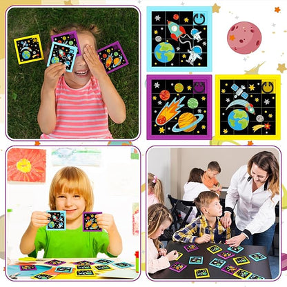 24 Pcs Fun Space Slide Puzzles Toy Bulk Kid Sliding Block Puzzle Games and Party Favors for Vbs Vacation Bible School Supplies Family Party Educational