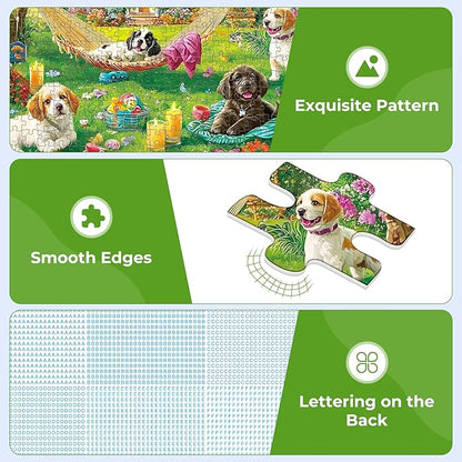 Puzzles for Adults 500 Pieces,Cute Puppy & House Puzzle for Adult,500 Pieces Fun Dogs Jigsaw Puzzles for Kids Adults Seniors Teens,Challenging Family Games Giving Puzzles,20.5x15 in