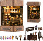 Book Nook Kit - DIY Enchanted Cottage Miniature House for Adults & Teens, 3D Wooden Puzzle Booknook with LED Lights, Bookshelf Insert Decor & Creative Model Building（Magic Bookstore）