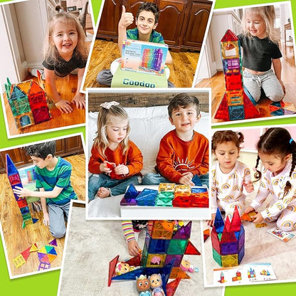 Magnetic Tiles Kids Toys STEM Magnet Toy for Toddler Magnetic Blocks Building Preschool Learning Sensory Montessori Toys for 3+ Year Old Boys and Girls, Safe Creativity Toddler Kids Toy 40PCS