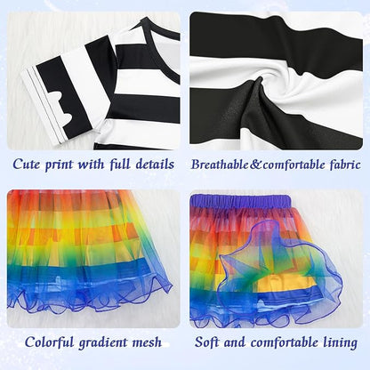 Rainbow Tutu dress for Girls, Birthday Girl Outfit Set Costumes with Headband and Bag Christmas Outfits 3-8Y