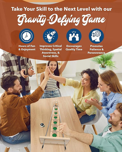 WE Games Shoot The Moon - Classic Solid Wood Rolling Ball Game for Family Fun & Skill Building, Enhances Social Skills, Patience & Perseverance