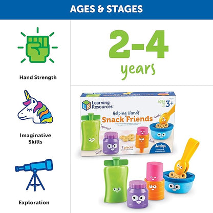 Learning Resources Helping Hands Snack Friends - 7 Pieces, Age 3+ Toddler Toys, Fine Motor Fun, Preschool, Fine Motor Skills, Toddler Activities