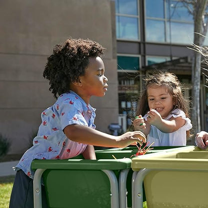 ECR4Kids 4-Station Sand and Water Adjustable Play Table, Sensory Bins, Fern Green/Hunter Green