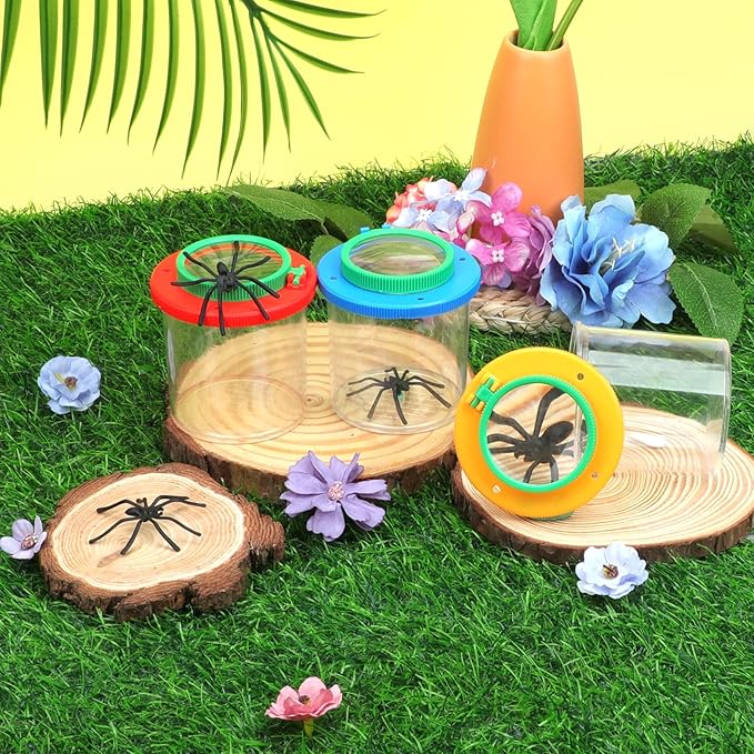 Coopay 3 Pieces Magnifying Insect Box - Bug Viewer, Critter Insect Cage, Container, Bug Catcher Cage, Jar Collecting Kit for Children, Kids Science Nature Exploration Tools