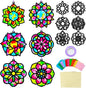 Qyeahkj 36 Set Mandala Suncatchers Crafts for Kids DIY Mandala Window Tissue Paper Craft Kit Art Flower Hanging Decor for Summer School Home Activity Art Project Birthday Party Favor Gift