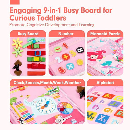 hahaland Busy Book for Toddlers Boys Girls Montessori Toys for 3+ Year Old Preschool Educational Learning Activities Toddler Travel Toys for Ages 3 4 5 with Life Skill Number Color Weather
