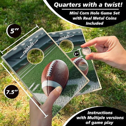 Coinhole Desktop Coin Bouncing Party Game Set | Tabletop Cornhole Board Game | Small Cornhole Travel Game Includes Coins
