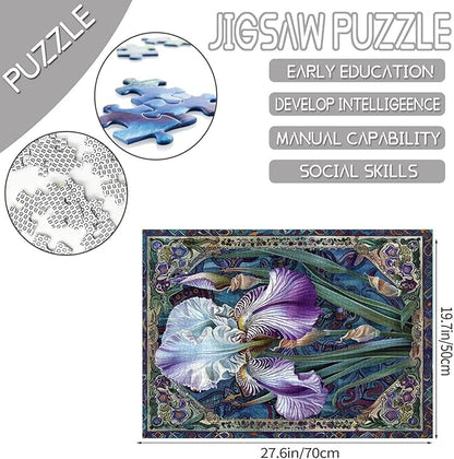 Christal White Iris Jigsaw Puzzles for Adults 1000 Pieces,Celtic Background Artwork Jigsaw Puzzle 27 x 20 Inches Colorful DIY Puzzles for Home Decoration, Family Puzzle Perfect for Game Nights